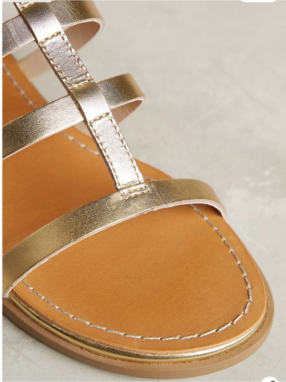 Anthropologie Seychelles Dalea Gold   Metallic Strappy Flat Sandals NEW size 6 - Picture 5 of 13
